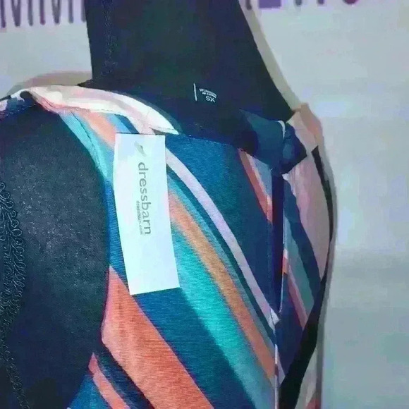 Dress Barn Roz and Ali striped multicolored sleeveless extra small dress Soft. - Picture 7 of 7